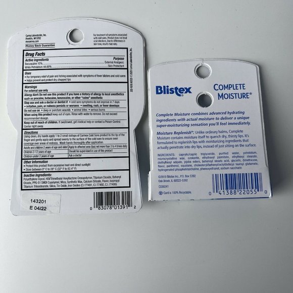 Carmex Multi-Symptom 3In1 ColdSore Treatment & BLISTEX BUNDLE 9 10 1112 EXP4/22 - Picture 2 of 2